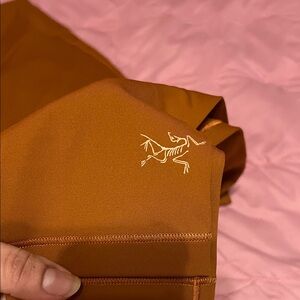 Arc'teryx Rust Orange Leggings with White Logo